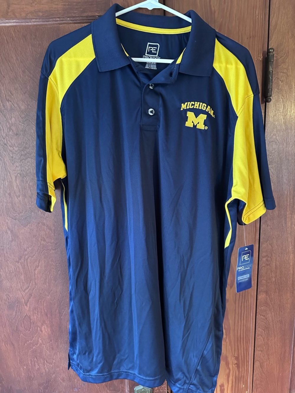 Pro Edge Navy and Yellow Collegiate Polo Shirt